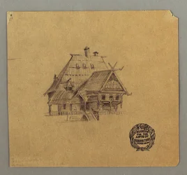 Desenho, casa de estilo suíço, possivelmente 1868