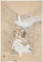 Desenho, Cataratas de Tequendama perto de Bogotá, Colômbia, julho de 1853