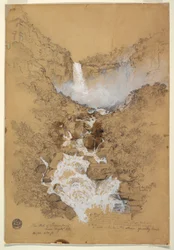 Desenho, Cataratas de Tequendama perto de Bogotá, Colômbia, julho de 1853