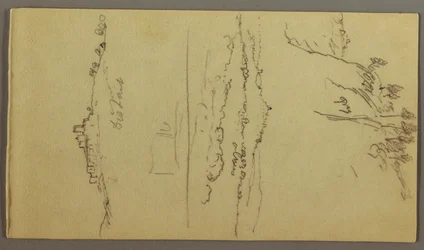 Desenho, Cidade no cimo de uma montanha, Cidade no cimo de uma colina, possivelmente 1868-69