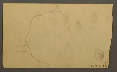 Desenho, Raízes de árvore crescendo sobre uma rocha (Turner Mountain), 1877