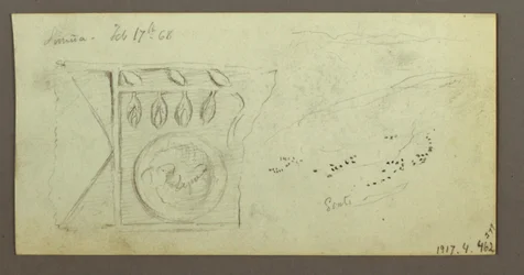 Desenho, Árvores, recortadas, fevereiro, possivelmente 1868