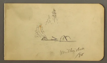 Desenho, Árvores e rochedos na água, 1878