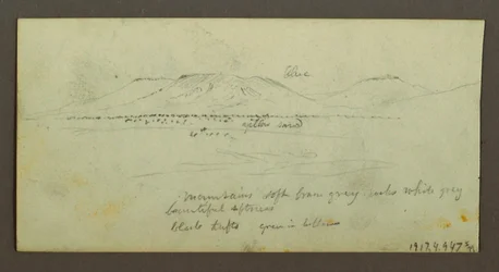 Desenho, Duas figuras e dois camelos junto a uma fogueira, Estudos de figuras e camelos, possivelmente 1868
