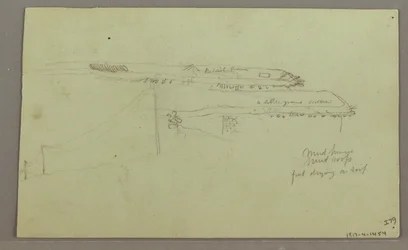 Desenho, Duas cabeças, Ruínas, possivelmente 1868