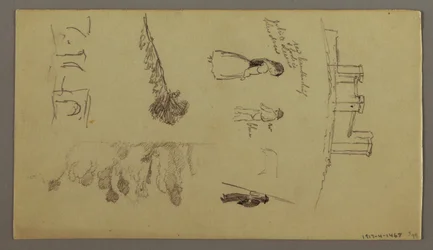 Desenho, Dois estudos de uma cidade no cimo de uma montanha, possivelmente 1868-69