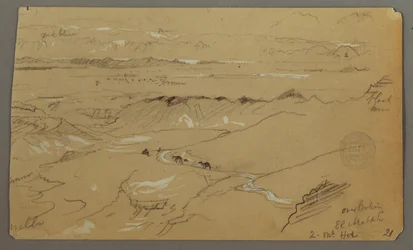 Desenho, Vista de Wady el-Arabah, 20 de fevereiro de 1868