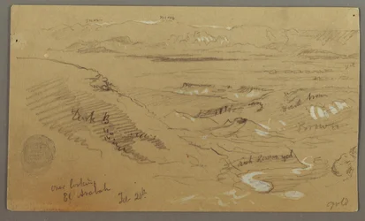 Desenho, Vista de Wady el-Arabah, 20 de fevereiro, possivelmente 1868