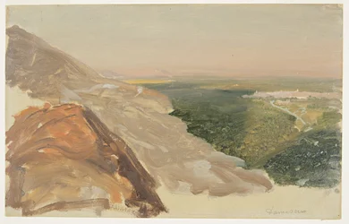 Desenho, Vista de uma planície com Damasco, Síria, a partir das montanhas, maio de 1868