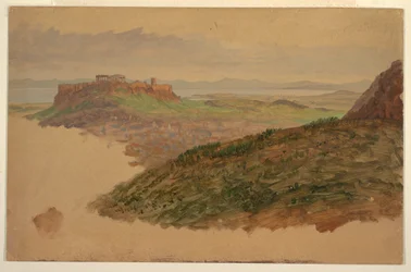 Desenho, Vista da Acrópole a partir do Monte Lycabettus, Atenas, abril de 1869