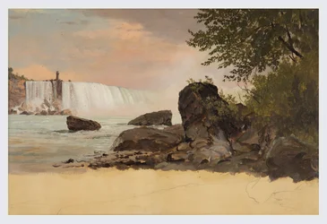 Desenho, Vista das cataratas do Canadá e da ilha das cabras, setembro ou outubro de 1856