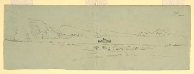 Desenho, Vista da Península de Sorrento de Capri, Itália, a partir do Nordeste, 1869
