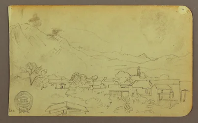 Desenho, Aldeia; Verso: Topo da colina, dezembro de 1883