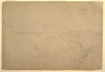 Desenho, Vulcão Puresé e o Rio de Vinagre, Purese, Colômbia, agosto de 1853