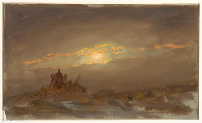 Desenho, Paisagem de inverno ao Luar, ca. 1870