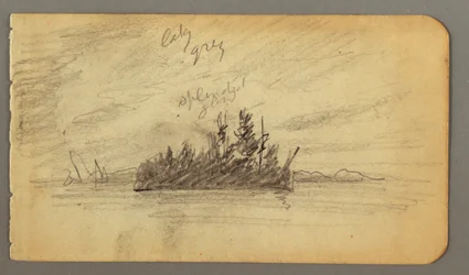 Desenho, Ilha arborizada, possivelmente 1878