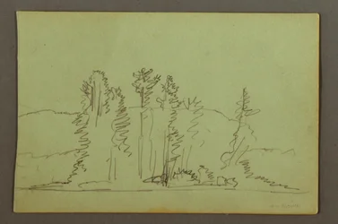 Desenho, Margem arborizada de um lago, possivelmente 1856