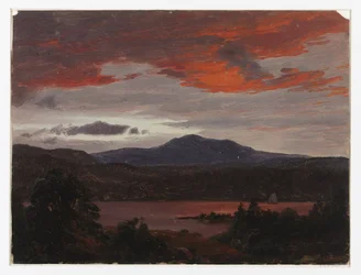 Lago Turner com o Pico Pomola e o Pico Baxter, Maine.