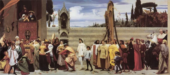 A célebre Madona de Cimabue é levada em procissão pelas ruas de Florença