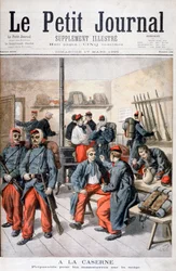 No quartel, preparação para manobras na neve, 1895