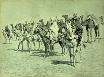 Caravana no Saara (pincel, caneta e tinta)
