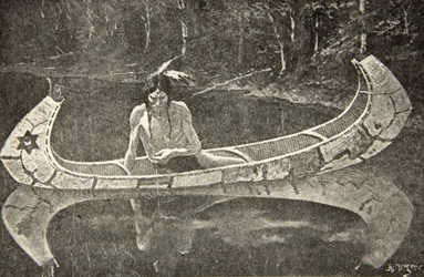 Long sentou-se à espera de uma resposta, de The Song of Hiawatha, de Henry Wadsworth Longfellow (1807-82), pub. por George G. Harrap e companhia Ltd., 1911