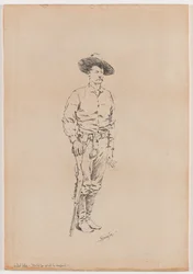 Esboço de um Texas Ranger para "Como a Lei Entrei no Chaparral"