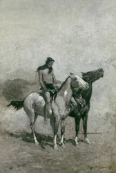 O Devorador de Fogo atirou sua vítima através de seu pônei, c.1900