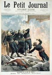 Explosão na Rue de Reuilly e a morte do sargento Bauchat, do Le Petit Journal, 26 de fevereiro de 1894