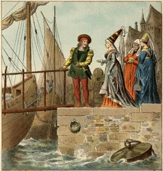 Canção popular: "A Nantes est arrive". Ilustração (detalhe) de Frederic Theodore Lix (1830-1897) em "Chansons et rounds enfantines des provinces de la France".