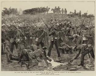 A corrida pela água no Abu Halfa Wells a caminho de Gubat, um incidente da Segunda Marcha do Deserto de Sir Herbert Stewart