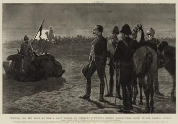 Esperando a Lua se Levantar, uma Parada durante a Marcha do Deserto de Sir Herbert Stewart de Korti aos Poços de Gakdul