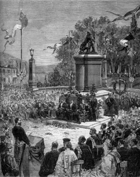 Inauguração da estátua de Blaise Pascal (1623-1662) na Praça São Herem de Clermond Ferrand (Clermond Ferrand), Puy de Dome (63). 5 de Setembro
