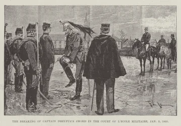 A quebra da espada do capitão Dreyfus no Tribunal de L&39;Ecole Militaire, 5 de janeiro de 1895