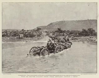 Com Sir Redvers Buller&39;s Force, Artilharia de Campo cruzando uma Deriva