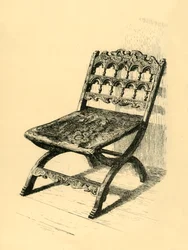 Cadeira dobrável, madeira de nogueira, séculos XVI-XVII, 1881.