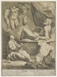 Página de título do original e famoso livro de desenho real
Página de título para: Abraham Bloemaert, Original e conhecido livro de desenho real. Volume 1