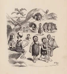 Os nossos antepassados antediluvianos, de F. Opper: Número Um (litografia)