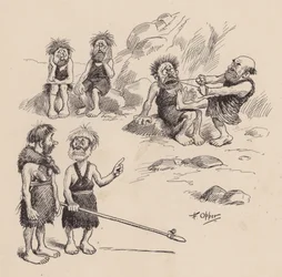 Os nossos antepassados antediluvianos, de F. Opper: Número Sete (litografia)