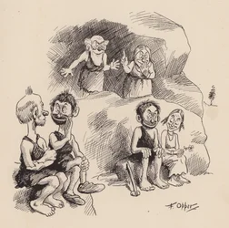 Os nossos antepassados antediluvianos, de F. Opper: Número Trinta e Seis (litografia)