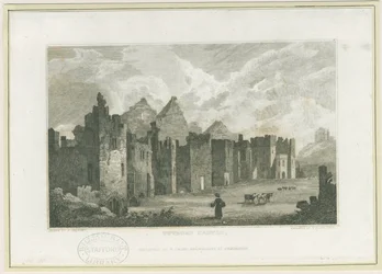 Castelo de Tutbury - Castelo-Yard: gravura, nd [c 1830] (estampado)
