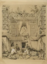 Arco, Casa del Gobernador, Uxmel, Yucatan, 1843 (tinta sépia e papel timbrado)