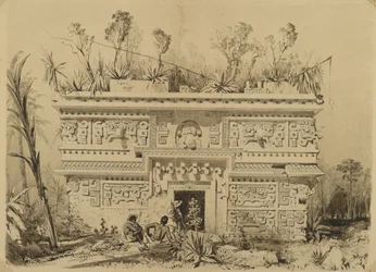 Las Monjas, Chichen Itza, Yucatan, 1843 (tinta sépia e papel toalha)