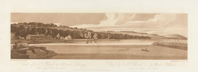 Vista de St. Cloud e Mt. Calvary tirada de Pont de Seve 1802; Placa 18 de Views em Paris, o traçado do volume Emanuel da placa B1981.25.2627