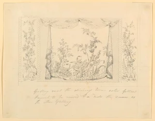 Desenho, The Royal Pavilion, Brighton, Sala de Desenho Azul (Sul), Proposta de Decoração da Parede, ca. 1820