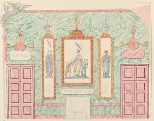 Desenho, alçado de parede, provavelmente para a sala de banquetes, Royal Pavilion, Brighton, 1815-22