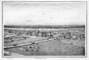 A casa do governo e a prefeitura, Calcutá, Índia, c1840s.