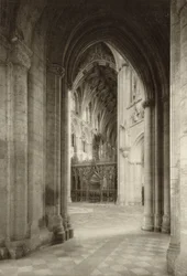 Vista do coro do corredor sul na Catedral de Ely