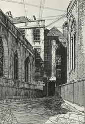 Lado sul do salão em Cliffords Inn, na cidade de Londres, c1903, 1934.