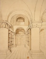 Vista Interior da Capela de São João, Torre de Londres, c.1810 (lavagem com caneta e tinta sobre papel)